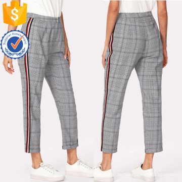 Kontrastband Seite Plaid Hosen Herstellung Großhandel Mode Frauen Bekleidung (TA3088P)